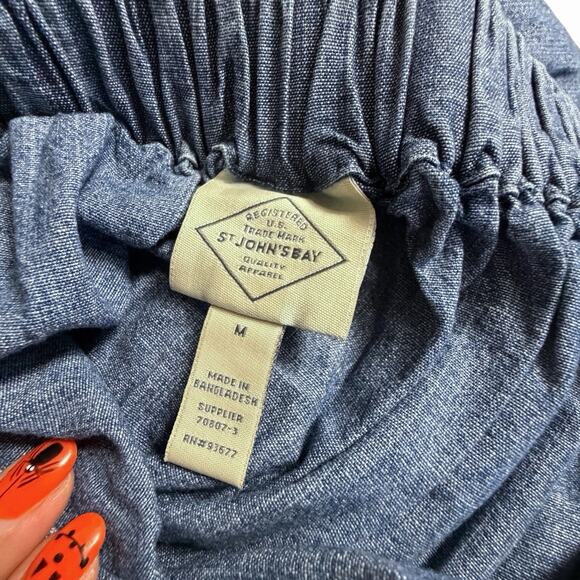 ST JOHNS BAY DENIM TIERED RUFFLE MAXI SKIRT WESTERN BOHO COTTAGE COTTON SIZE M - Picture 4 of 5